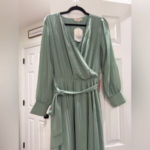 New ivy city co sage Green Wrap Dress